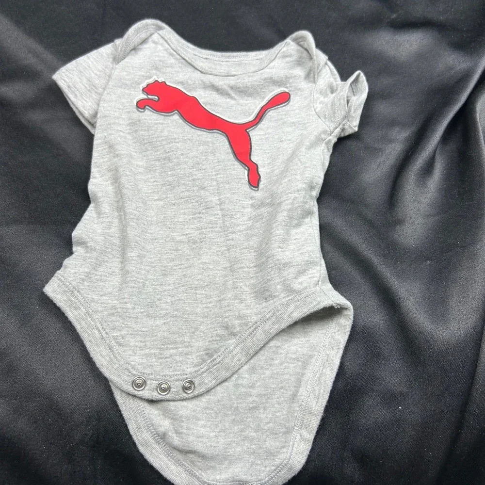Puma Gerber Baby Bodysuit Bundle 0-3M Short Sleeve Camo Striped Hooded 7pc Lot